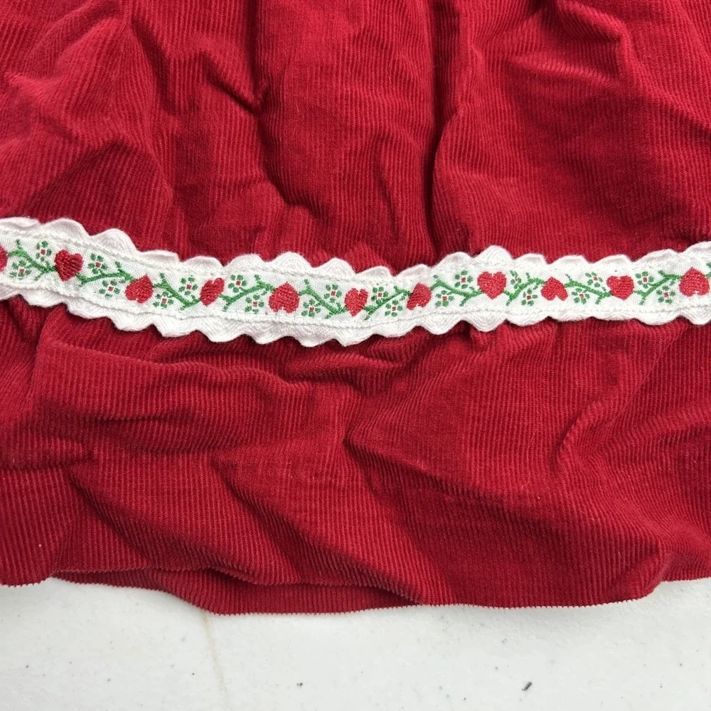 Rebecca Raggs Toddler Girls Red Corduroy Embroidered Long Sleeve‎ Dress 3T